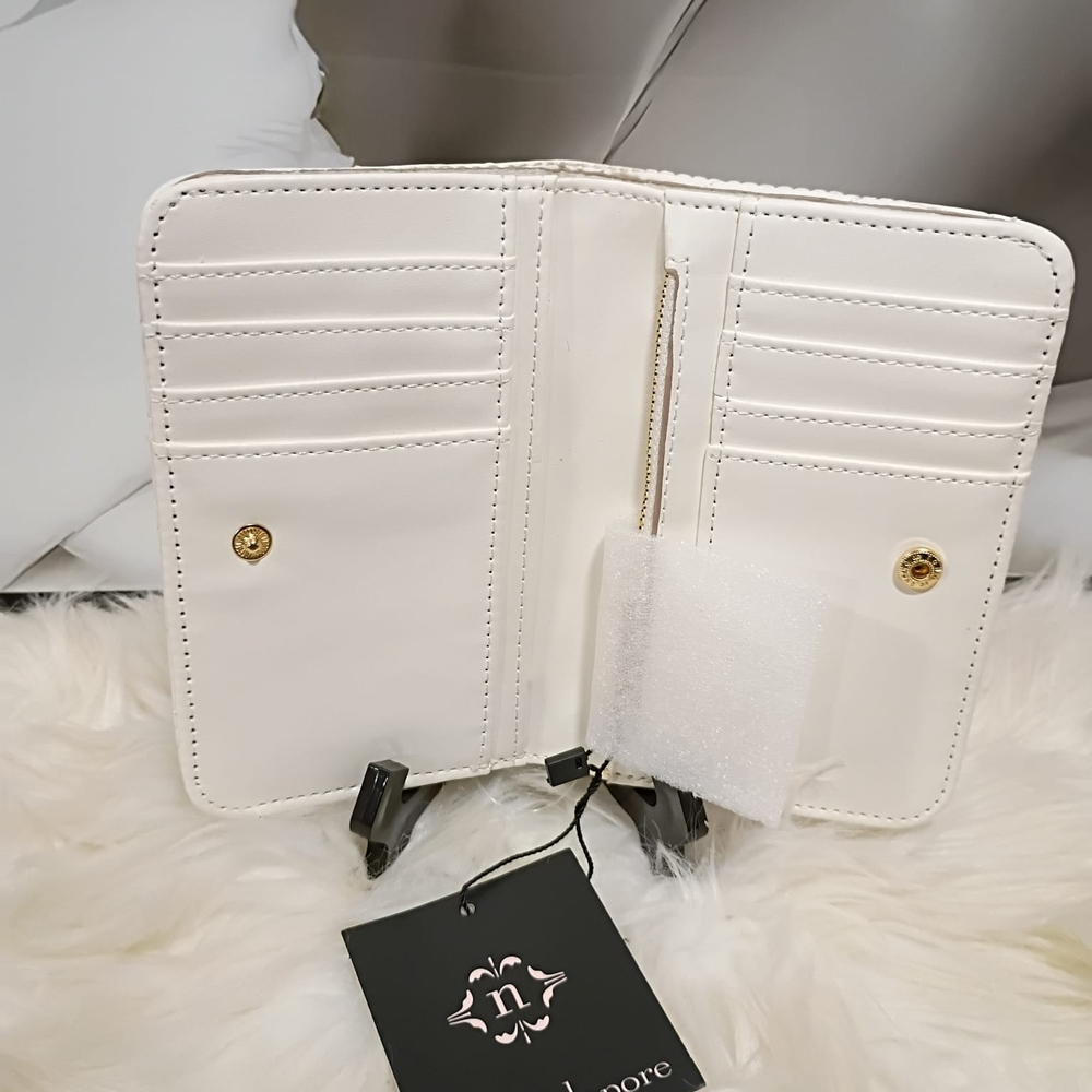 Nanette Lepore White Quilted Wallet with Gold Accent - Picture 2 of 3